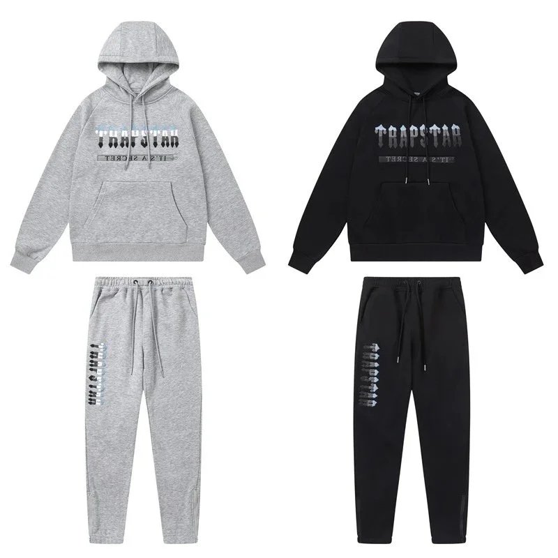 Trapstar Hooded Sweatshirt Black Gray Graphic Streetwear