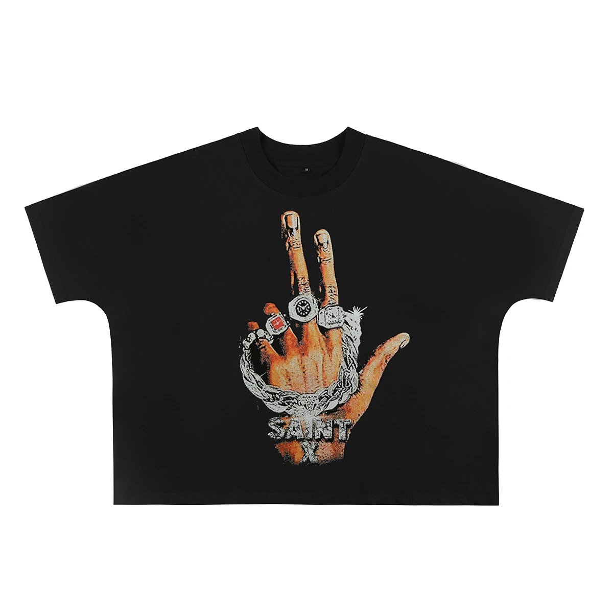 Saint X Black Graphic Hand Print T-Shirt