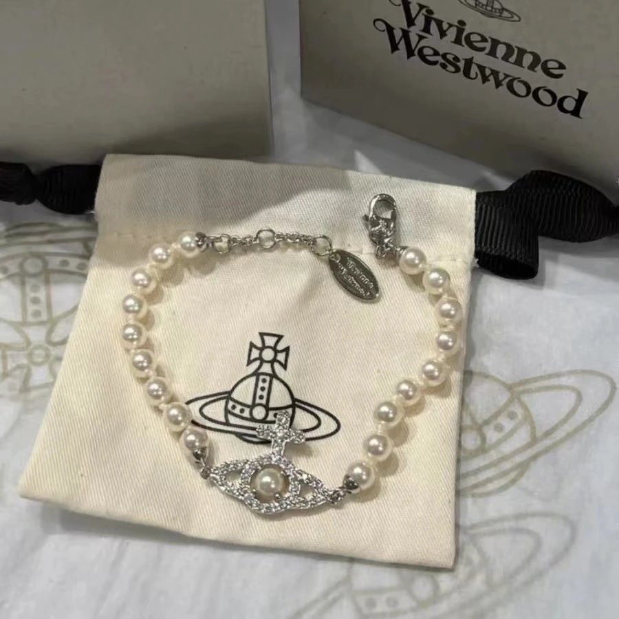 Vivienne Westwood Pearl Orb Silver Crystal Bracelet
