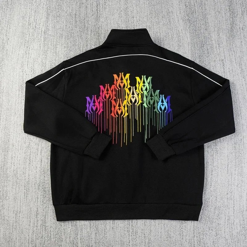 Amiri Track Jacket Black Graphic Embroidered Sportswear