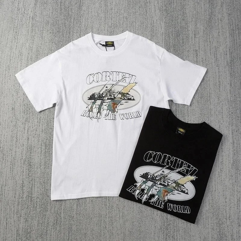 Corteiz Rules The World White Black Graphic T-Shirt