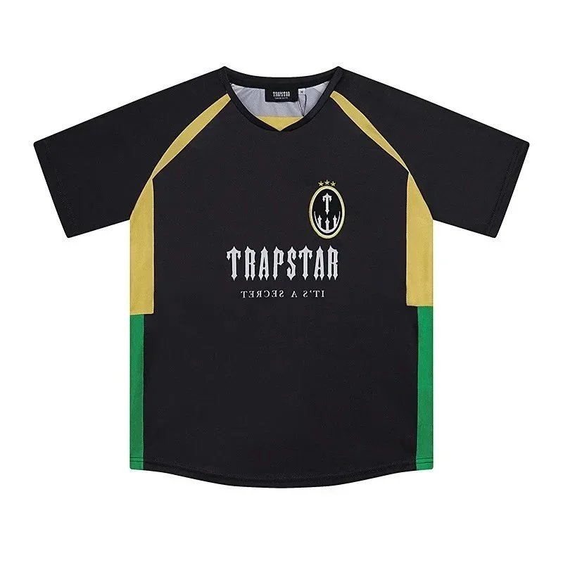 Trapstar Short Sleeve T-Shirt Black Yellow Green Gradient Patterned Athletic Top