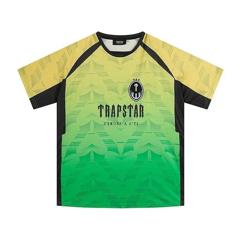 Trapstar Short Sleeve T-Shirt Black Yellow Green Gradient Patterned Athletic Top