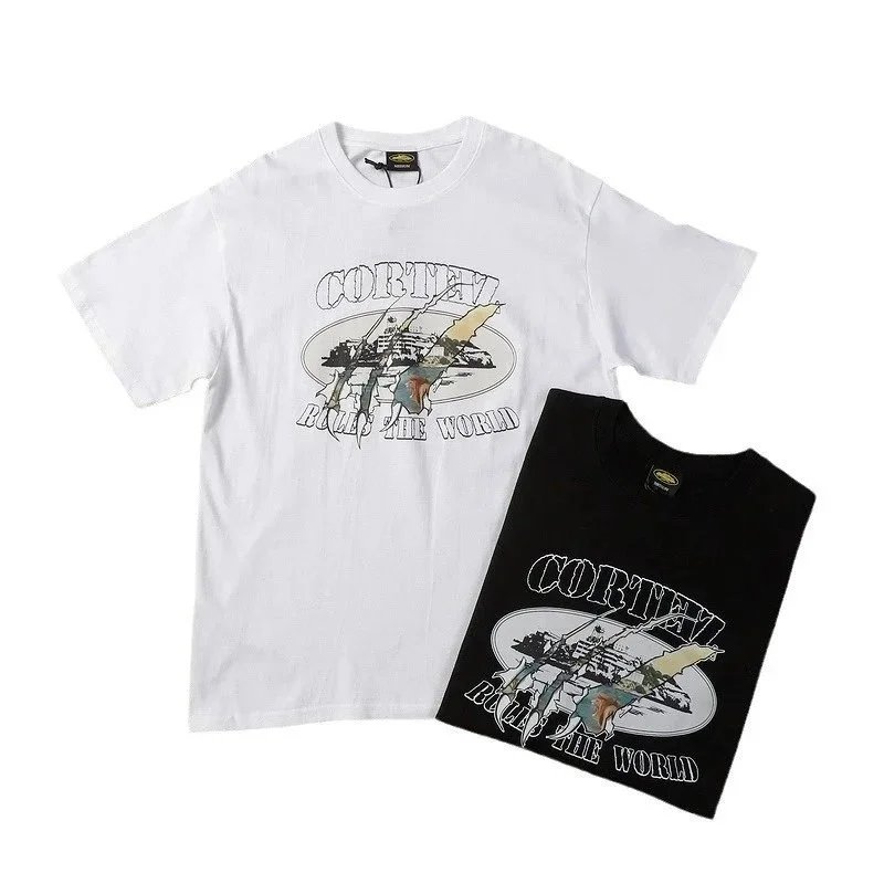 Corteiz Rules The World White Black Graphic T-Shirt