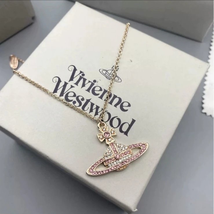 Vivienne Westwood Orb Silver Blue Crystal Pendant Necklace