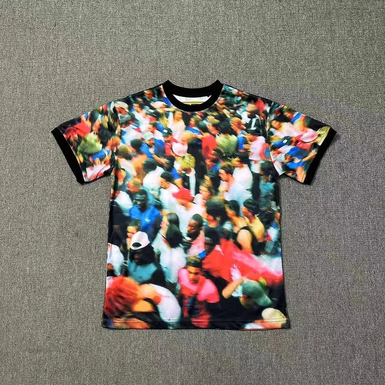 Graphic Print T-Shirt Multicolor Crowd Pattern Streetwear