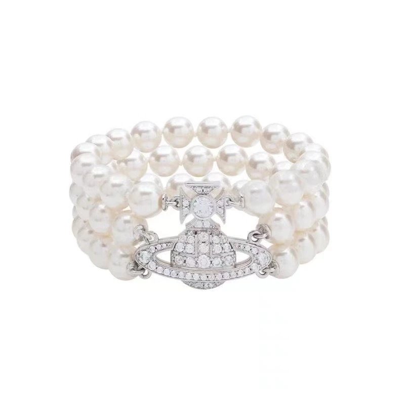 Vivienne Westwood Orb Pearl White Crystal Bracelet