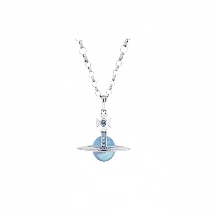 Vivienne Westwood Orb Blue Crystal Pendant Necklace