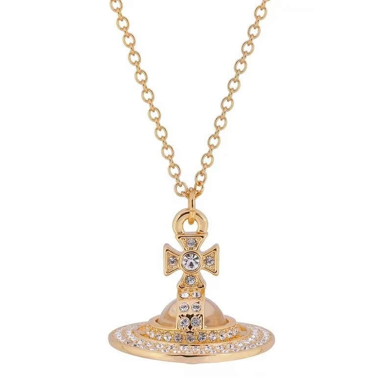 Vivienne Westwood Orb Silver Crystal Pendant Layered Necklace