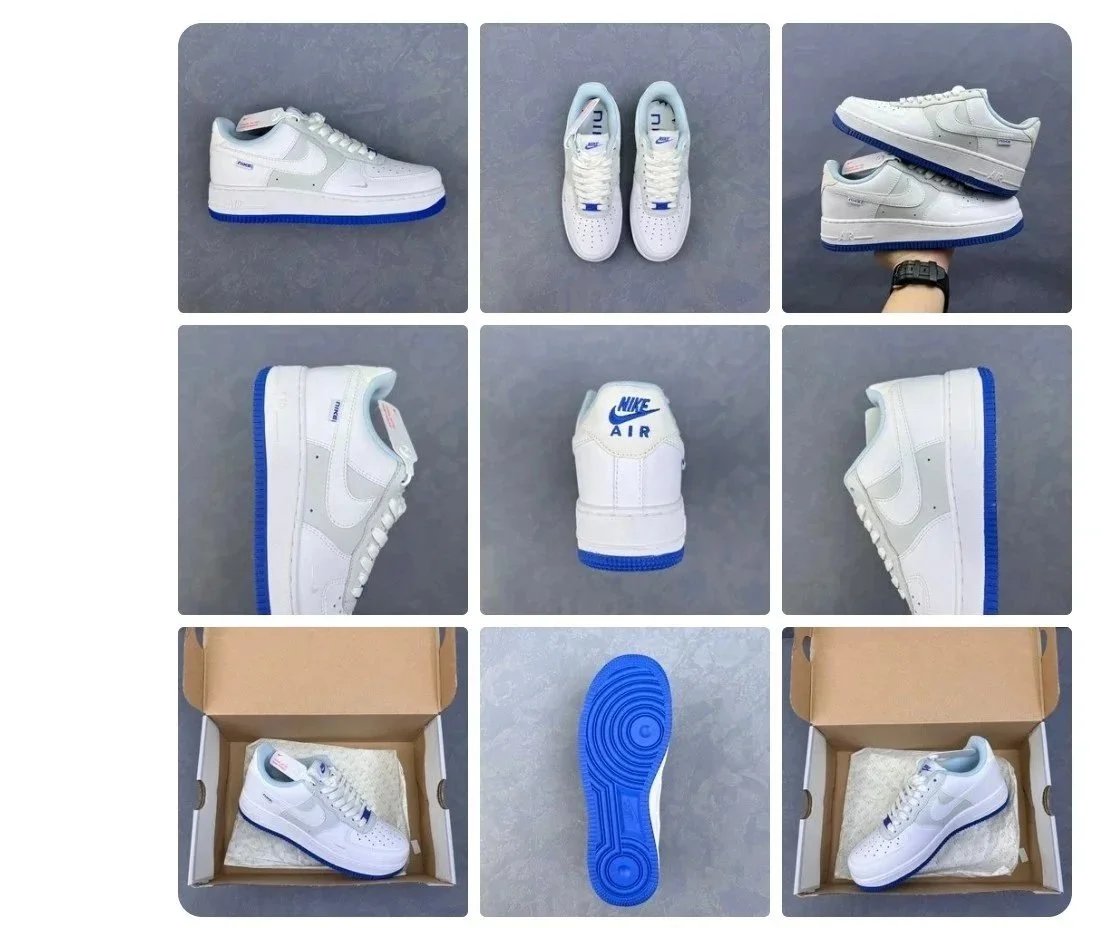 Nike Air Force 1 White Burgundy Green Olive Blue Colorblock Low Top Sneakers