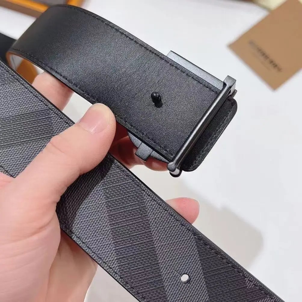 Burberry Icon Check Black Gold Buckle Belt