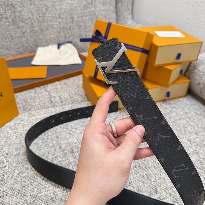 Louis Vuitton LV Initiales Black Monogram Leather Belt