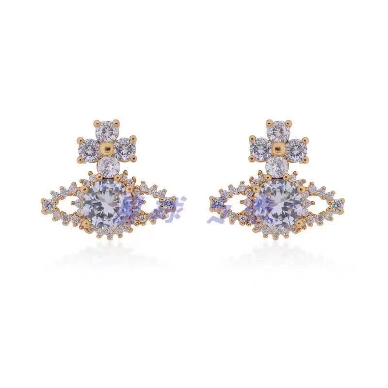 Rose Gold Plated Pink Crystal Flower Stud Earrings