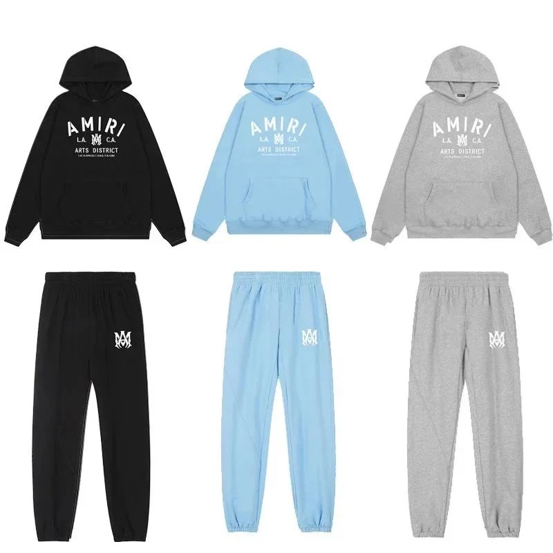 Amiri Hooded Sweatshirt Black Light Blue Gray Graphic Print
