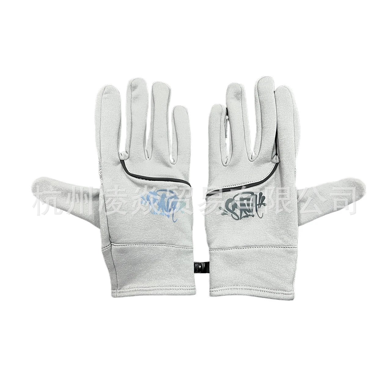 Graffiti Print Gray Touchscreen Cycling Gloves