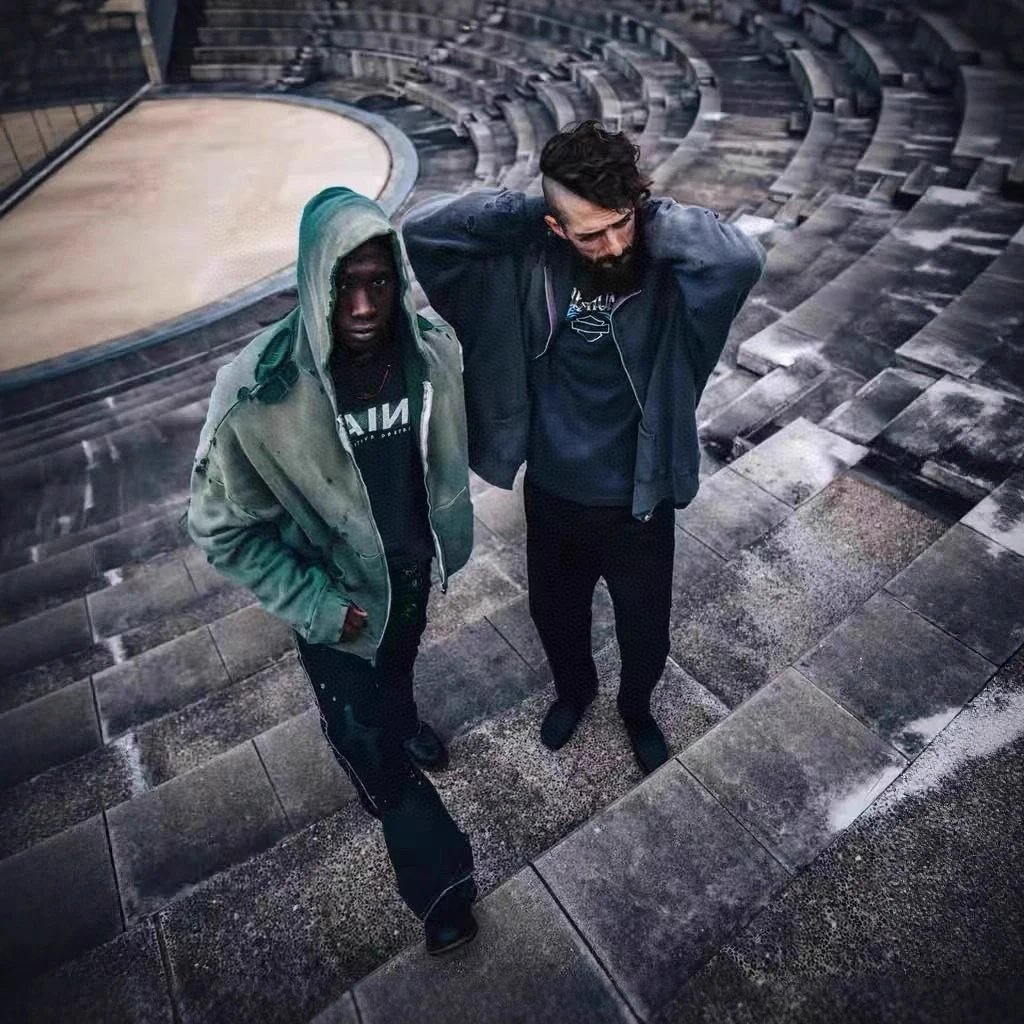 Distressed Hooded Jacket Green Urban Streetwear