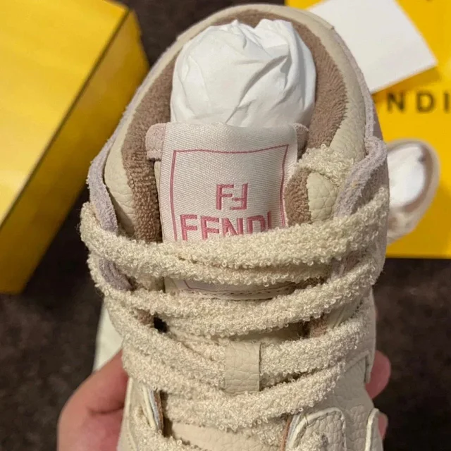 Fendi Sneakers Low-top lace-up leather and suede product detail image 14