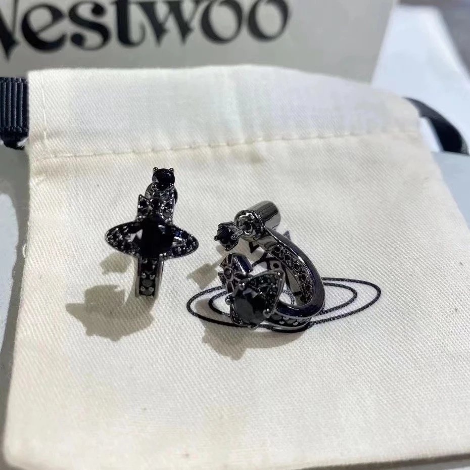 Vivienne Westwood Silver Crystal Orb Hoop Earrings