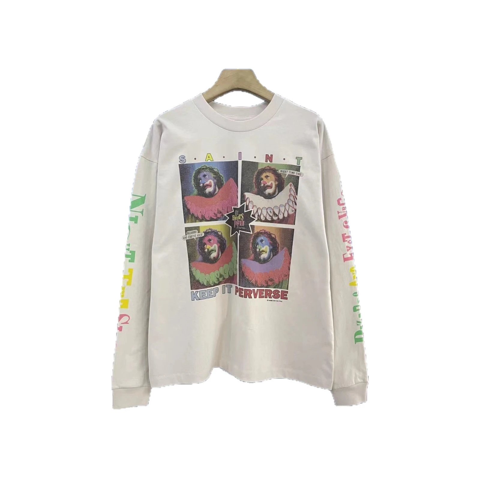 Saint Laurent Graphic Print Off-White Long Sleeve Tee Streetwear