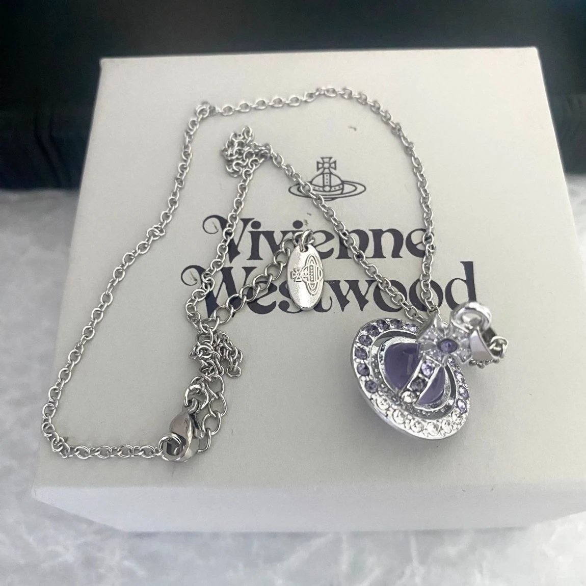 Vivienne Westwood Orb Blue Crystal Pendant Necklace