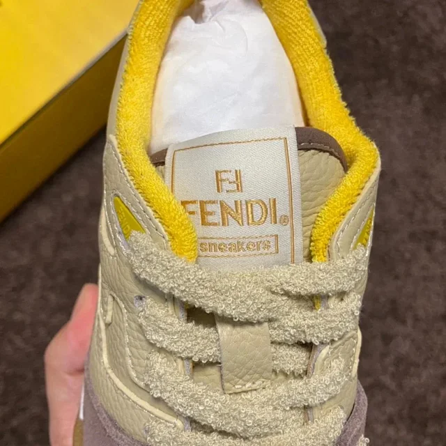 Fendi Sneakers Low-top lace-up leather and suede product detail image 43