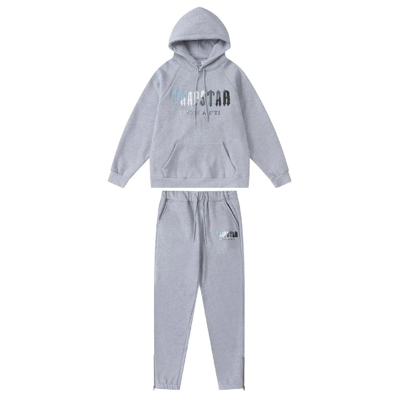Trapstar Hoodie And Jogger Set Gray Black Streetwear