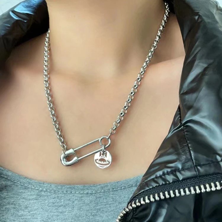 Vivienne Westwood Orb Silver Safety Pin Necklace