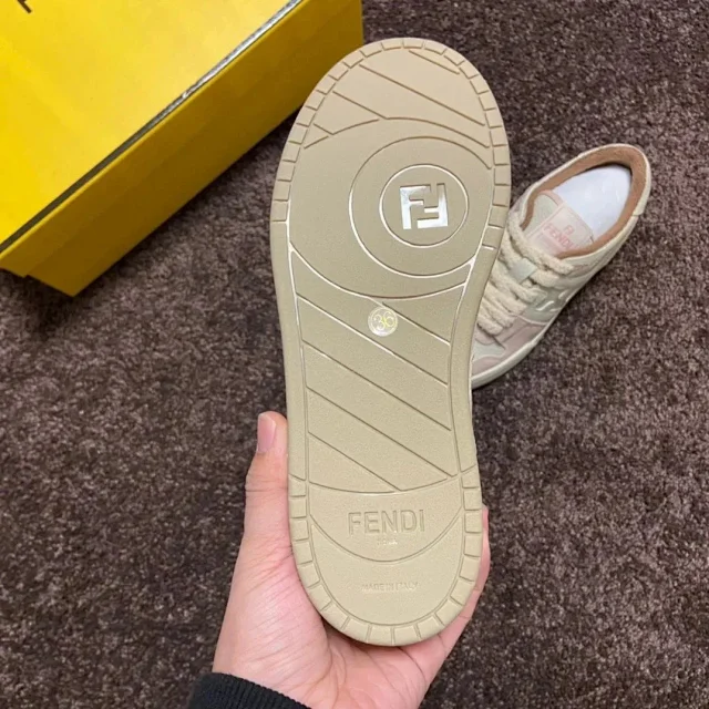 Fendi Sneakers Low-top lace-up leather and suede product detail image 56