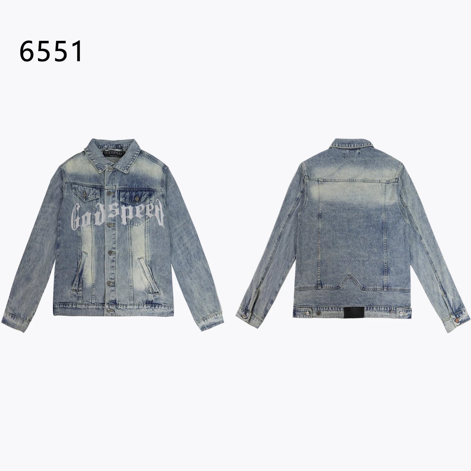 Goodfield Denim Jacket Light Blue Distressed Embroidered