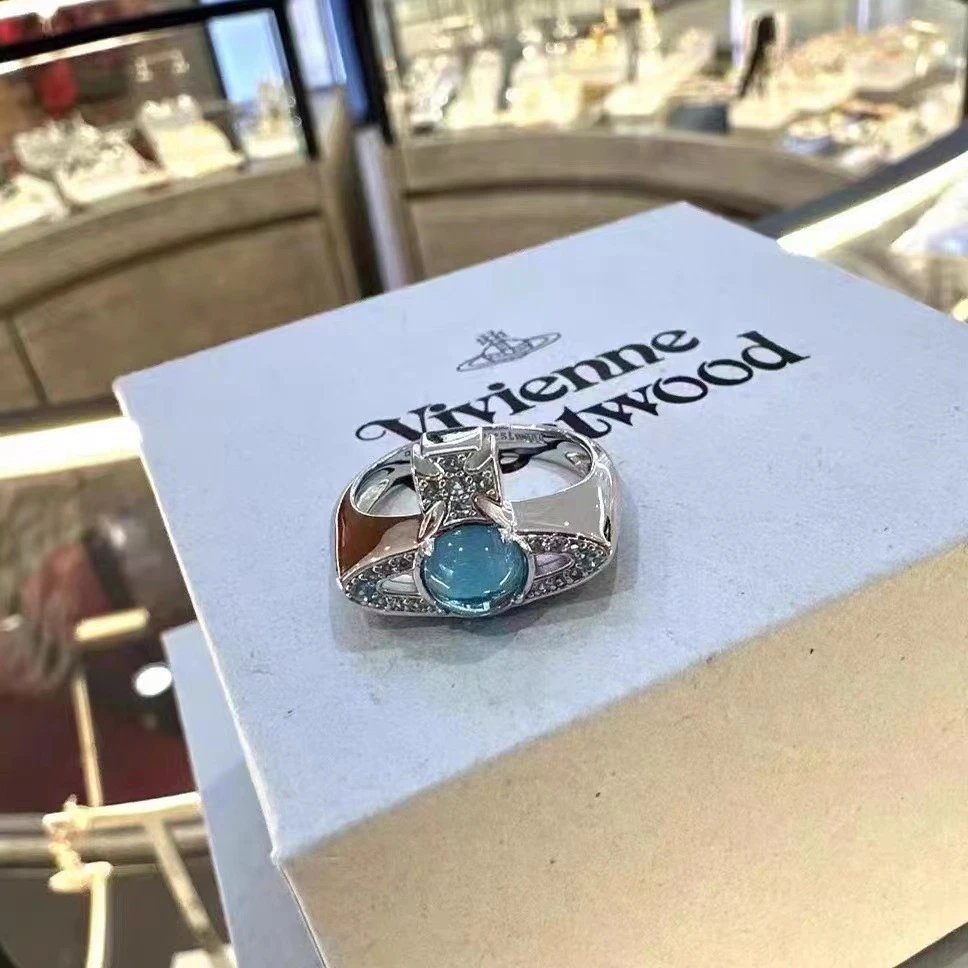 Vivienne Westwood Orb Blue Crystal Statement Ring