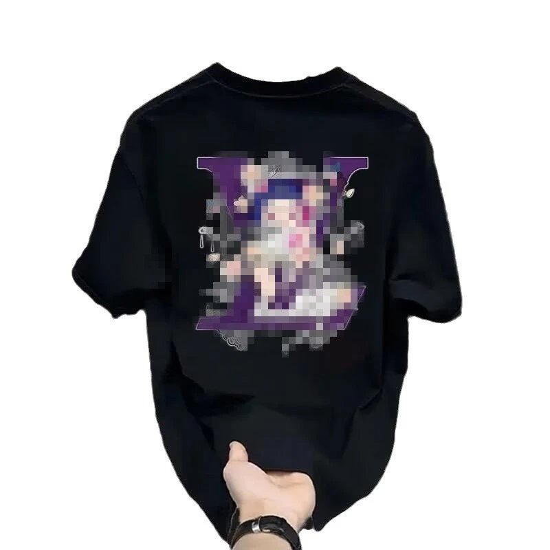 White Graphic Print T-Shirt Purple Floral Logo Streetwear