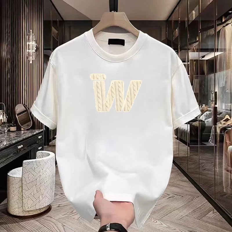 White Cotton T-Shirt with Embroidered W Logo Casual Style