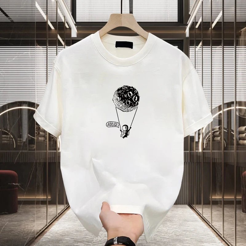 Cotton T-Shirt White Graphic Print Casual