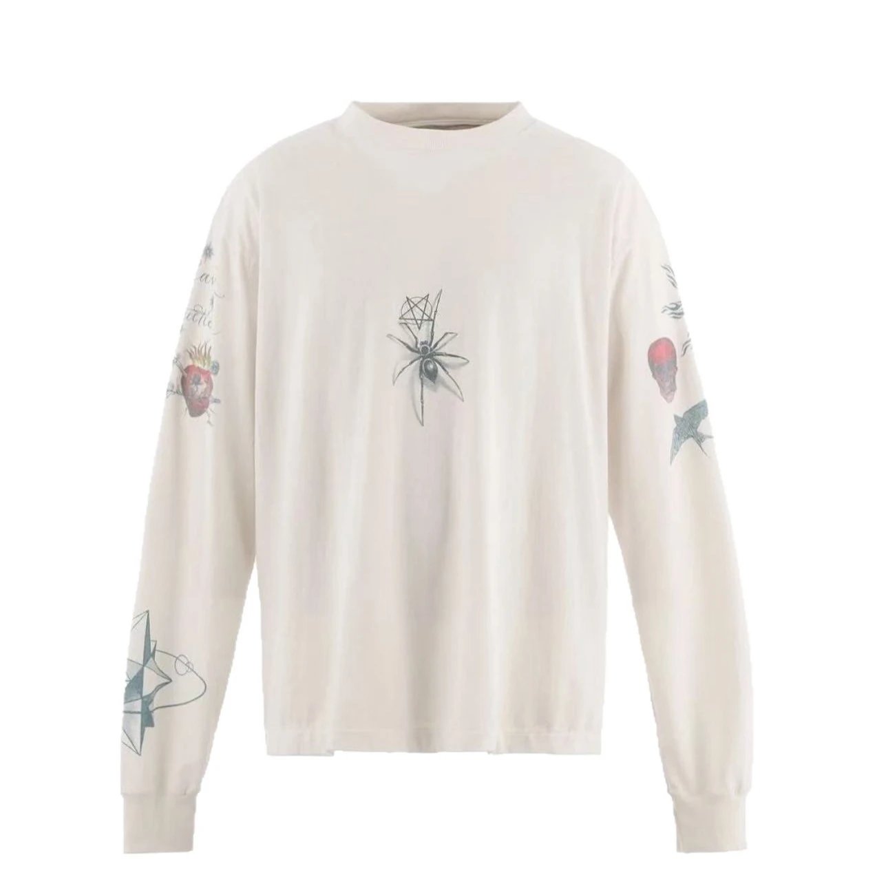 Off-White Angel Wing Graphic Cream Oversized Long Sleeve T-Shirt