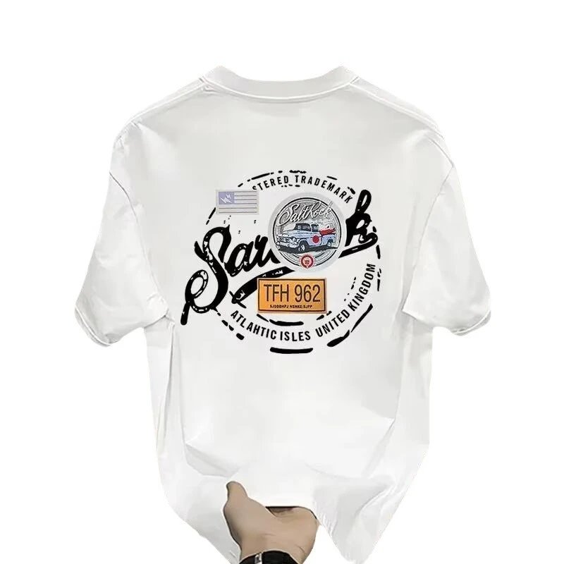 Cotton T-Shirt White Graphic Print Casual