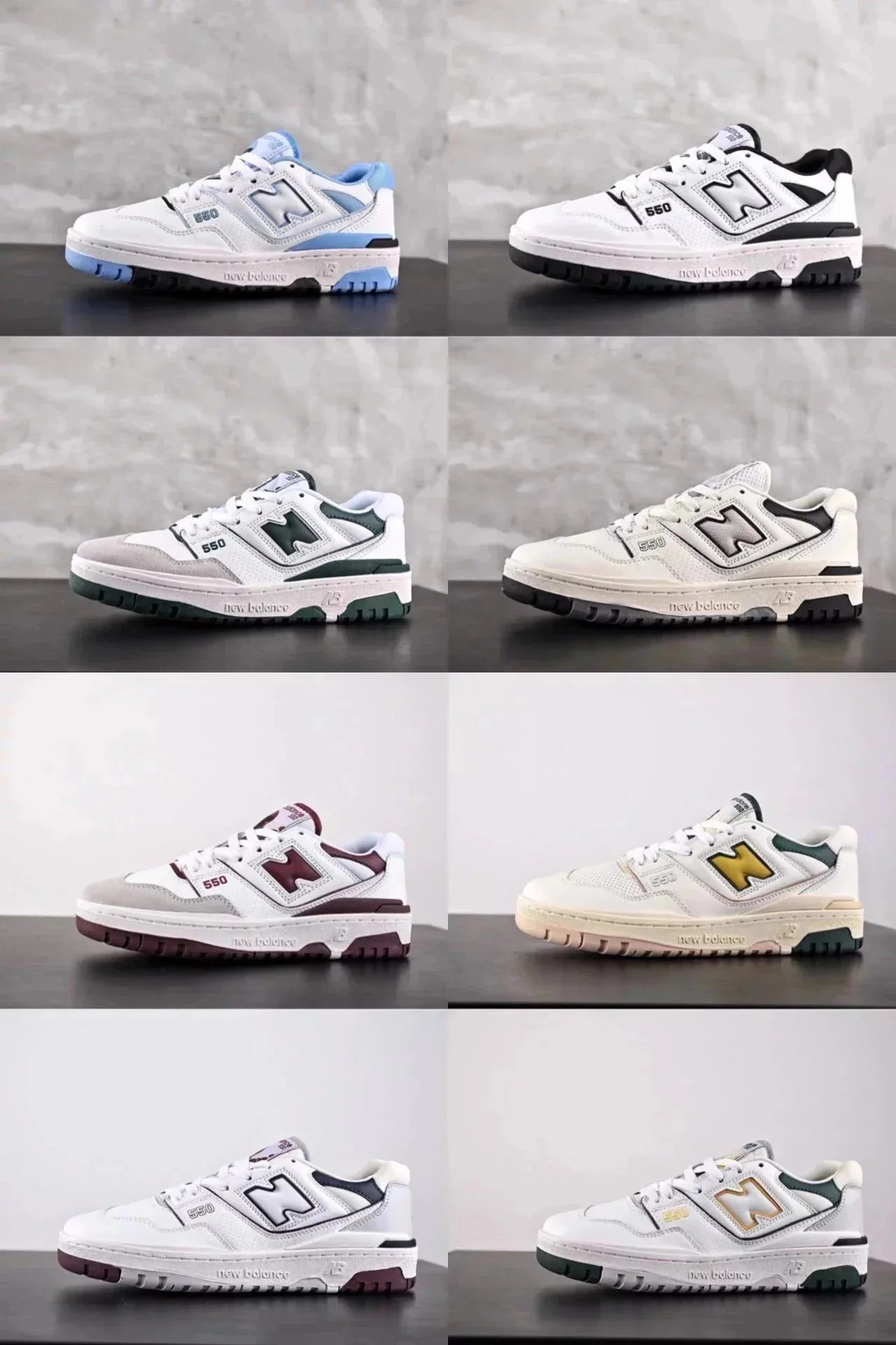 New Balance 550 White Blue Black Green Burgundy Gold Casual Sneakers