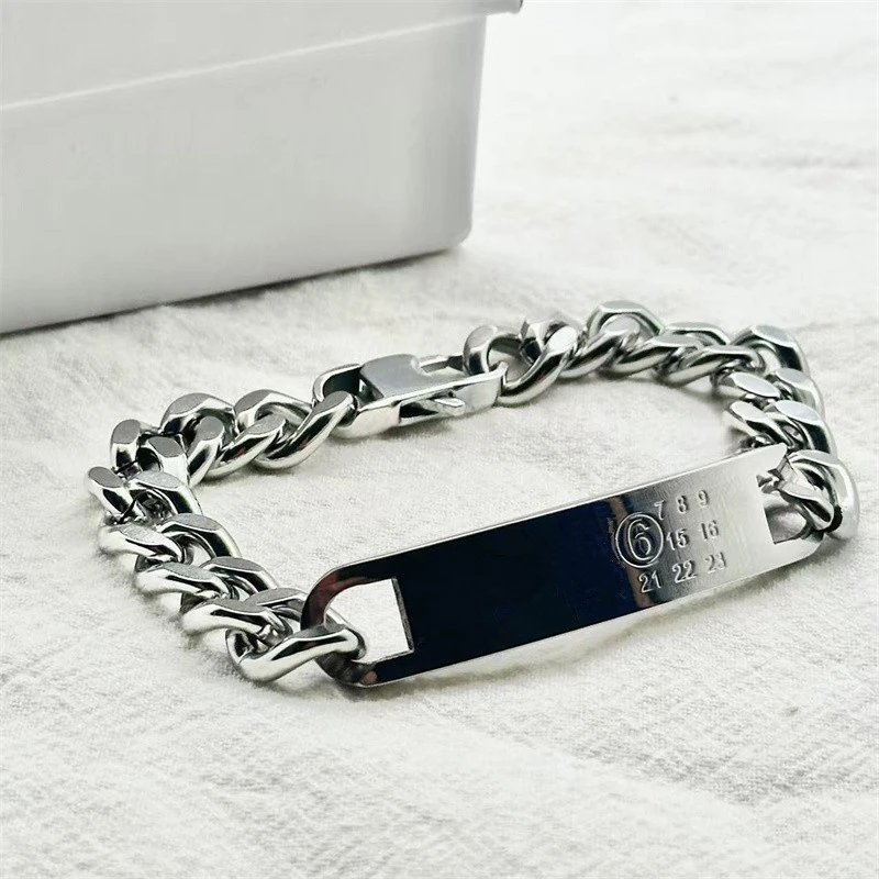 Maison Margiela Replica Numbered Silver Chain Link Bracelet