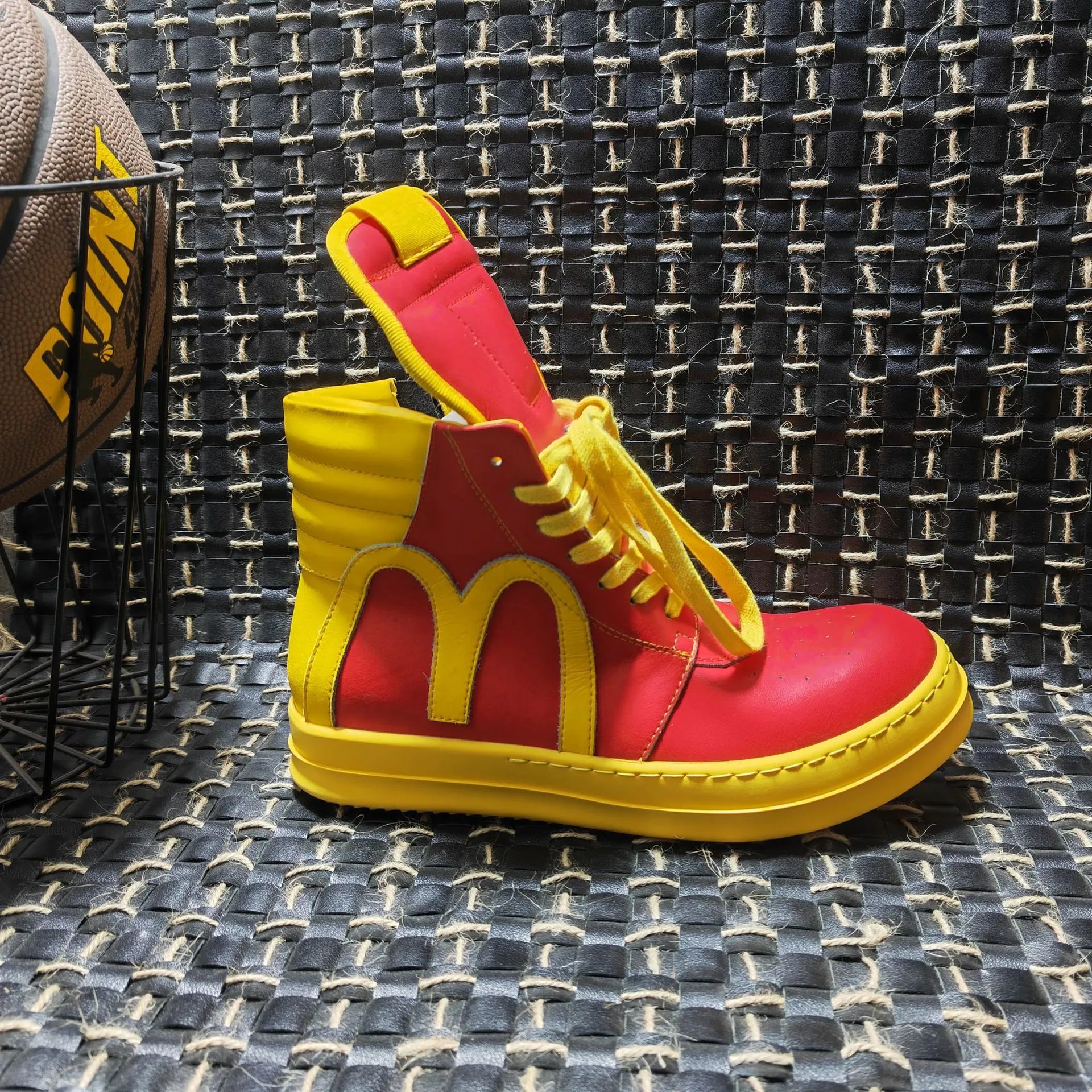 Red And Yellow High Top Platform Sneakers