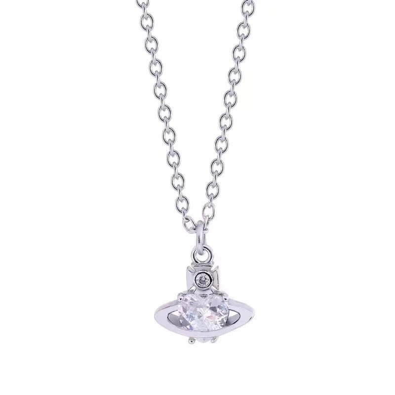 Vivienne Westwood Orb Silver Clear And Purple Crystal Pendant Necklace