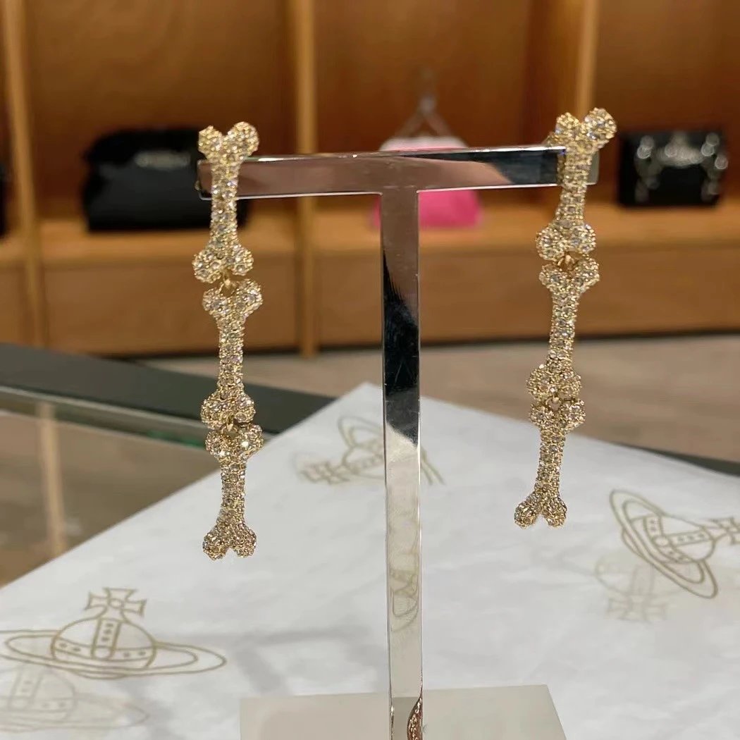 Vivienne Westwood Bone Crystal Silver Punk Earrings
