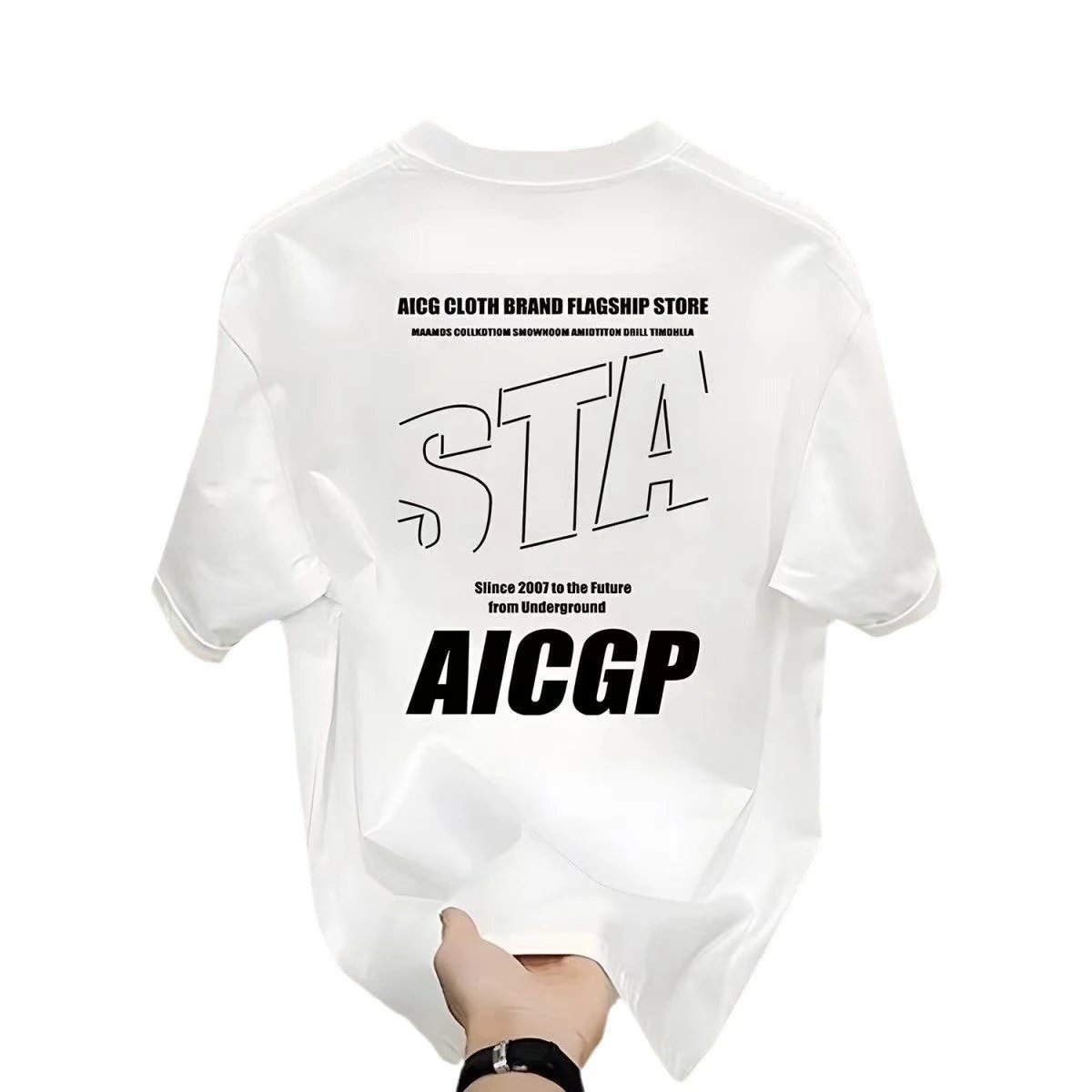 AICG Cloth Brand Black Graphic Print Oversized T-Shirt