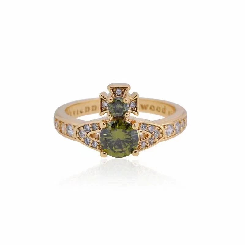 Vivienne Westwood Orb Purple And Clear Crystal Silver-Tone Statement Rings
