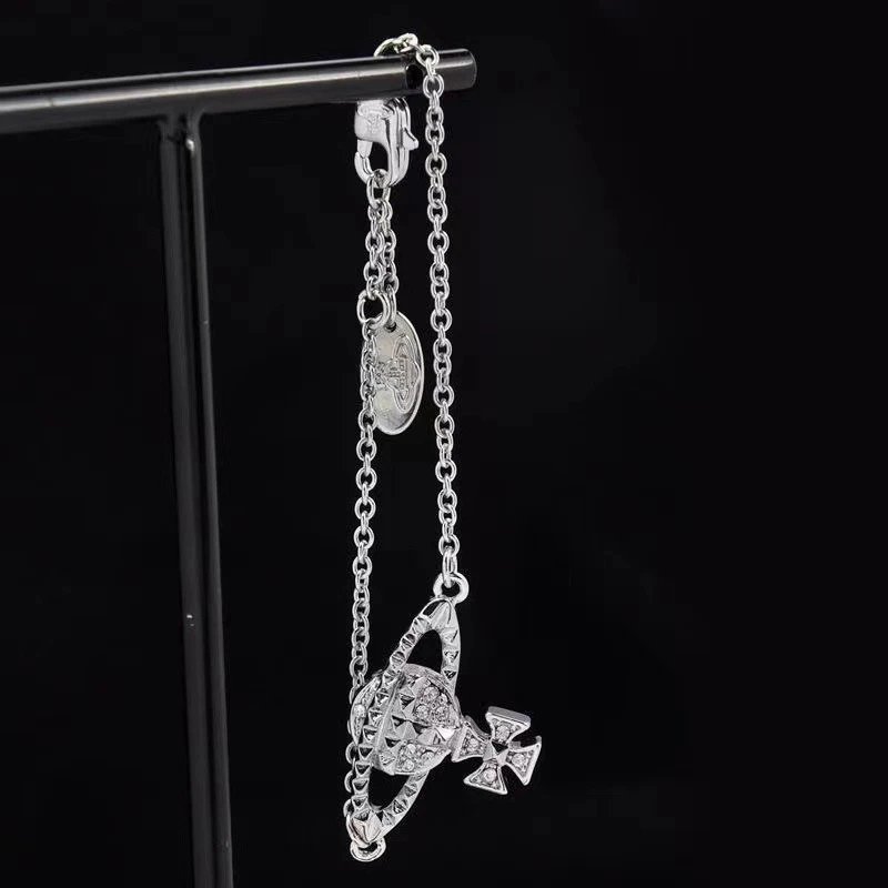 Vivienne Westwood Orb Rose Gold Crystal Chain Bracelet