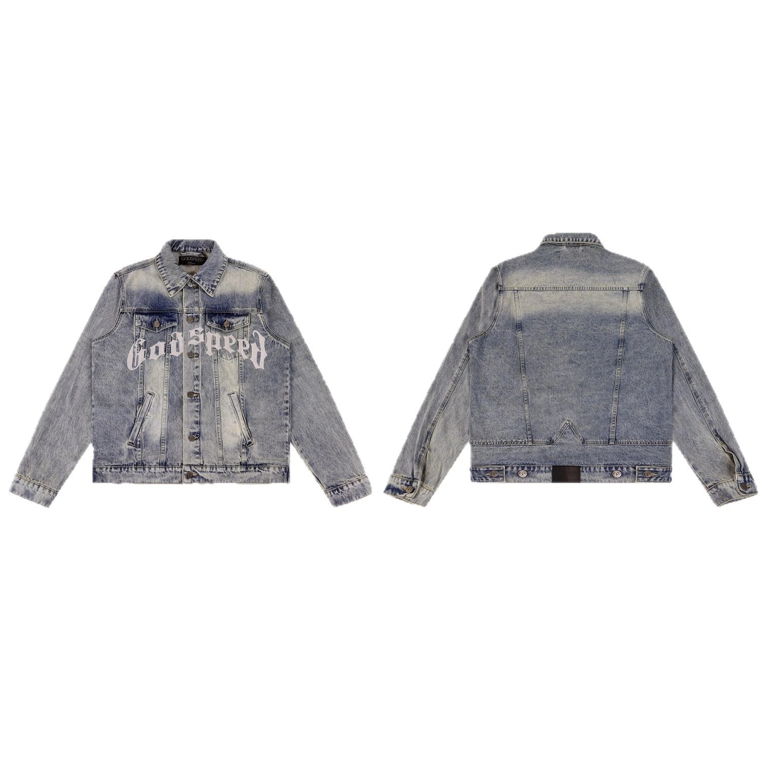 Goodfield Denim Jacket Light Blue Distressed Embroidered