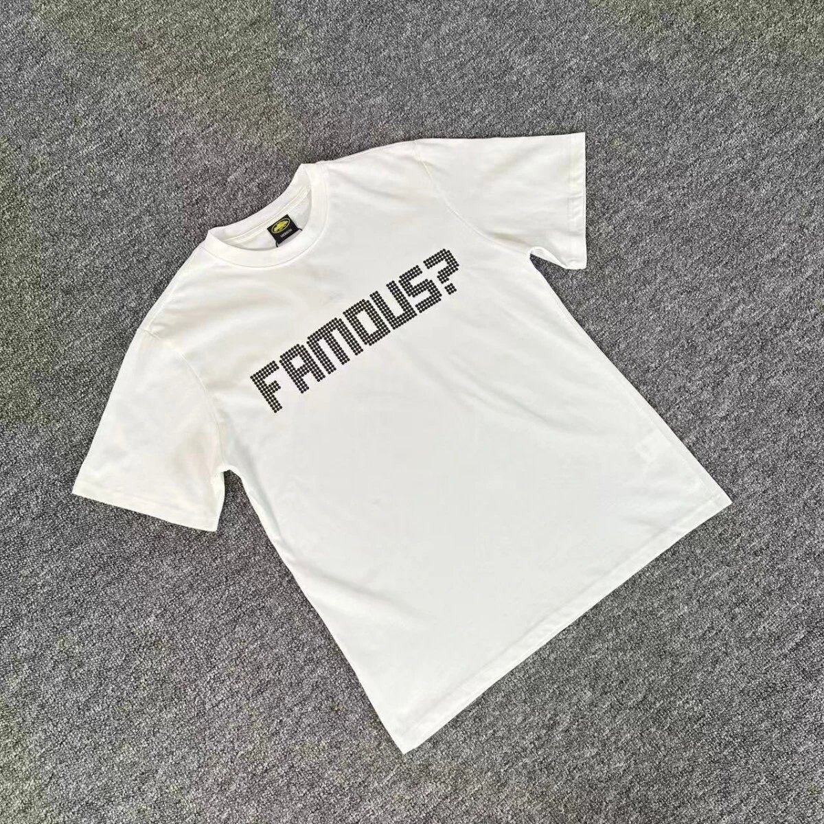 White Cotton T-Shirt With Pixelated Famous Question Mark Graphic