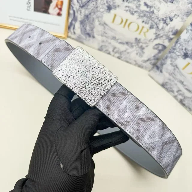 Dior Belts Oblique-pattern belt with logo buckle product detail image 16