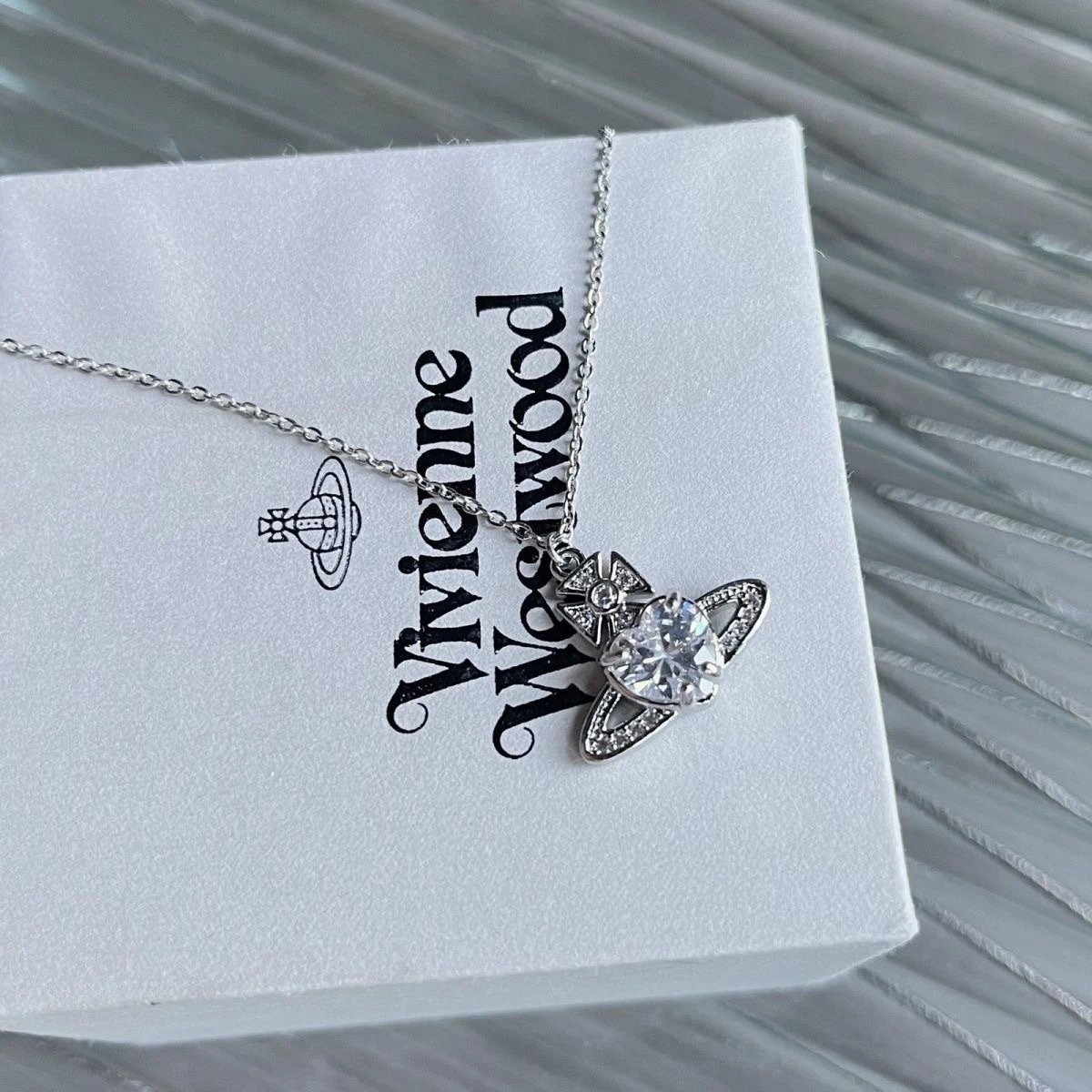 Vivienne Westwood Silver Orb Crystal Pendant Necklace