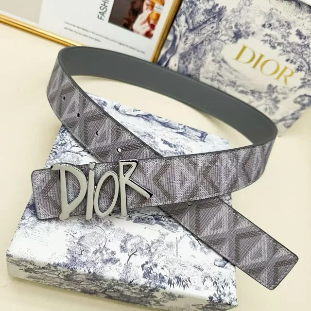 Dior Belts Oblique-pattern belt with logo buckle product detail image 11