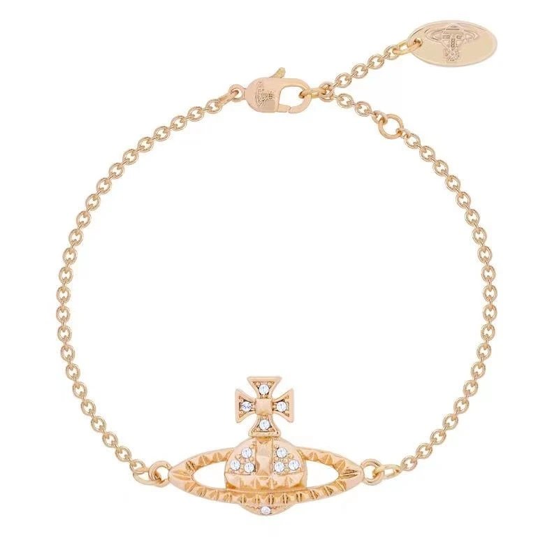 Vivienne Westwood Orb Rose Gold Crystal Chain Bracelet