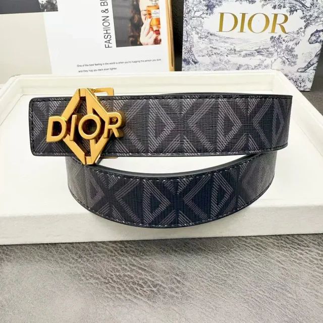 Dior Belts Oblique-pattern belt with logo buckle product detail image 1